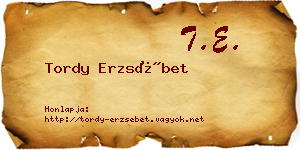 Tordy Erzsébet névjegykártya